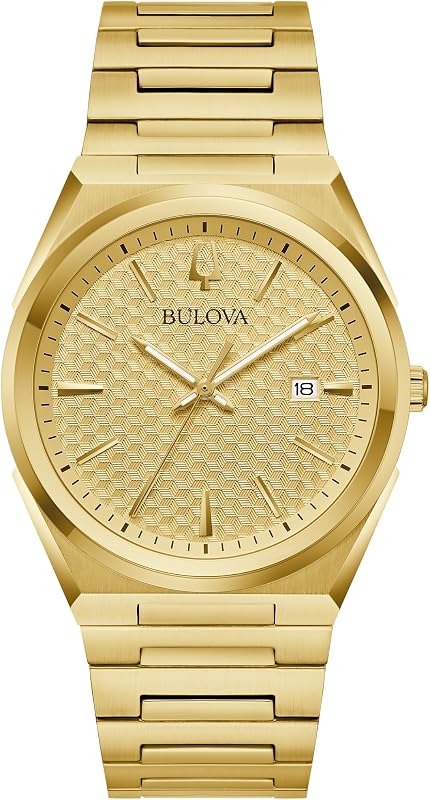Reloj clásico de vestir para hombre de cuarzo y acero inoxidable en dos tonos, esfera estampada, 39 mm