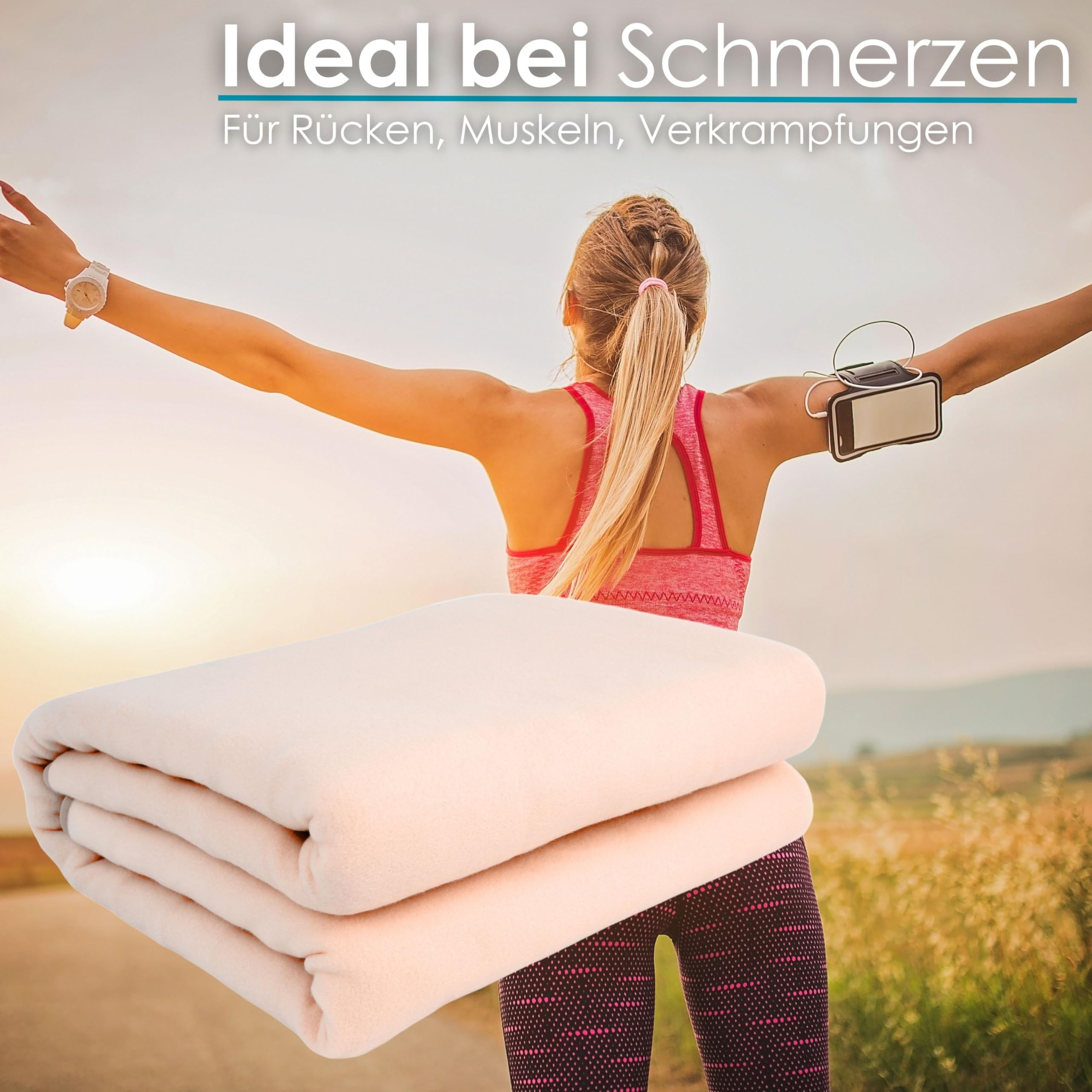 Elektrische Heizdecke mit Abschaltautomatik 150 x 80 cm | 5 Temperaturstufen | 10h Timer | bei 30° waschbar | Fernbedienung | Wärmedecke | Elektrische Heizunterdecke | Wärmeunterbett | Heizunterbett