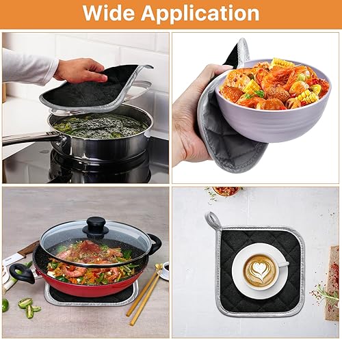 Miniatura 7 de 24 soportes para ollas a granel para cocina, resistentes al calor, agarraderas de algodón de 7 x 7 pulgadas con bucles para colgar, almohadillas