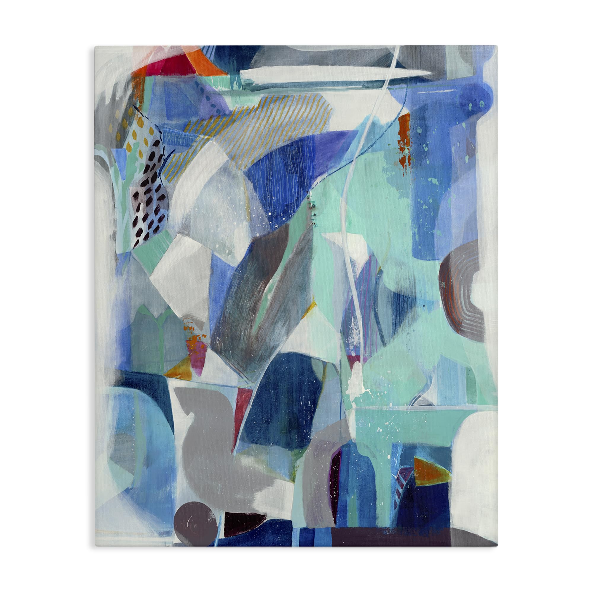 Stupell Industries Coastal Geometric Collage 'Complex Blue Layers'| Canvas Art
