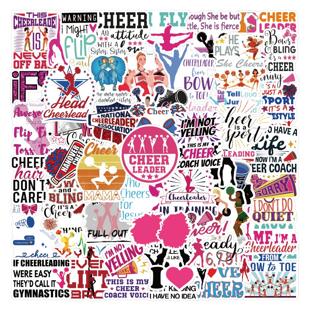 50 PCS Cheer Stickers, Vinyl Perfect Cheer Gifts Stickers,Cheerleaders Waterproof Decals for Laptop,Water Bottle, Envelopes, Crafts Scrapbooking, Party Decorations,Stickers for Kids Aldult