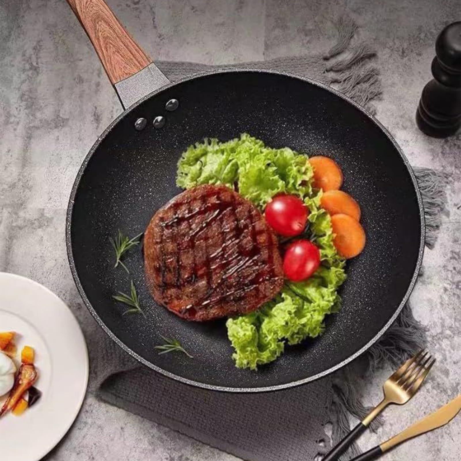 Patelnia Z Pokrywą Nieprzywierające Patelnie Stir-Fry I Sauté | i Kempingowe Z Parowarem Patelnie Steki Ryby Gotowanie Gadżety Kuchenne Kemping