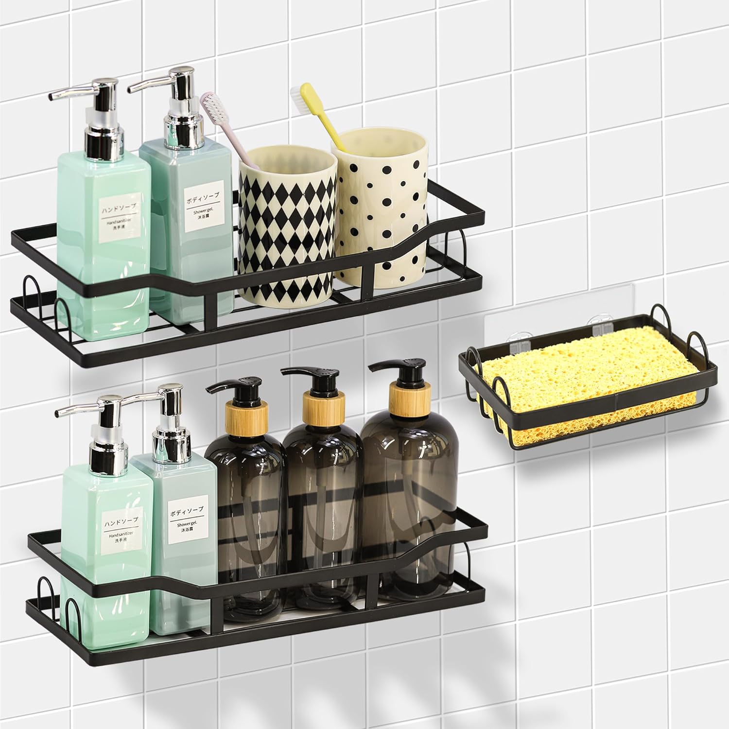 Premium 3 Pack Shower Caddy Adhesive Bathroom Organizer And Storage Shelves Rustproof Stainless Steel Shower Shelves With Large