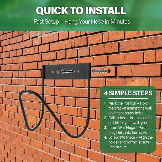 Wall Mounted Garden Hose Holder – Heavy Duty Metal Hose Hanger