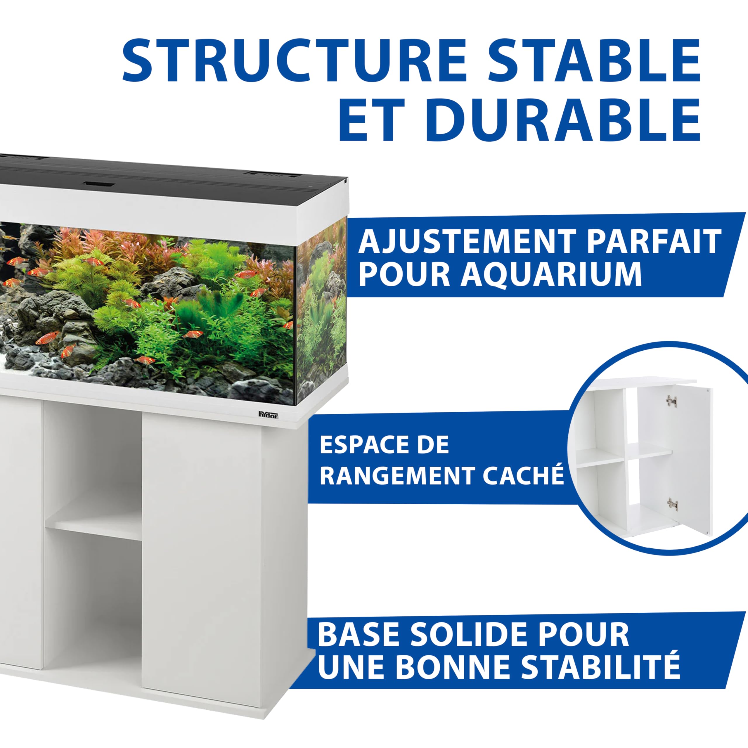 Ferplast Meuble pour aquarium STAND DUBAI 100 avec portes et étagère, pieds réglables, étage résistant à l'eau, 101 x 41 x h 73 cm, bois blanc