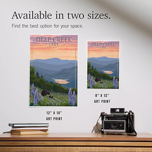 Miniatura 7 de Lantern Press 12x18 Inch Art Print Wall Decor, Deep Creek Lake, Maryland, Almost Heaven, Bears and Spring Flowers