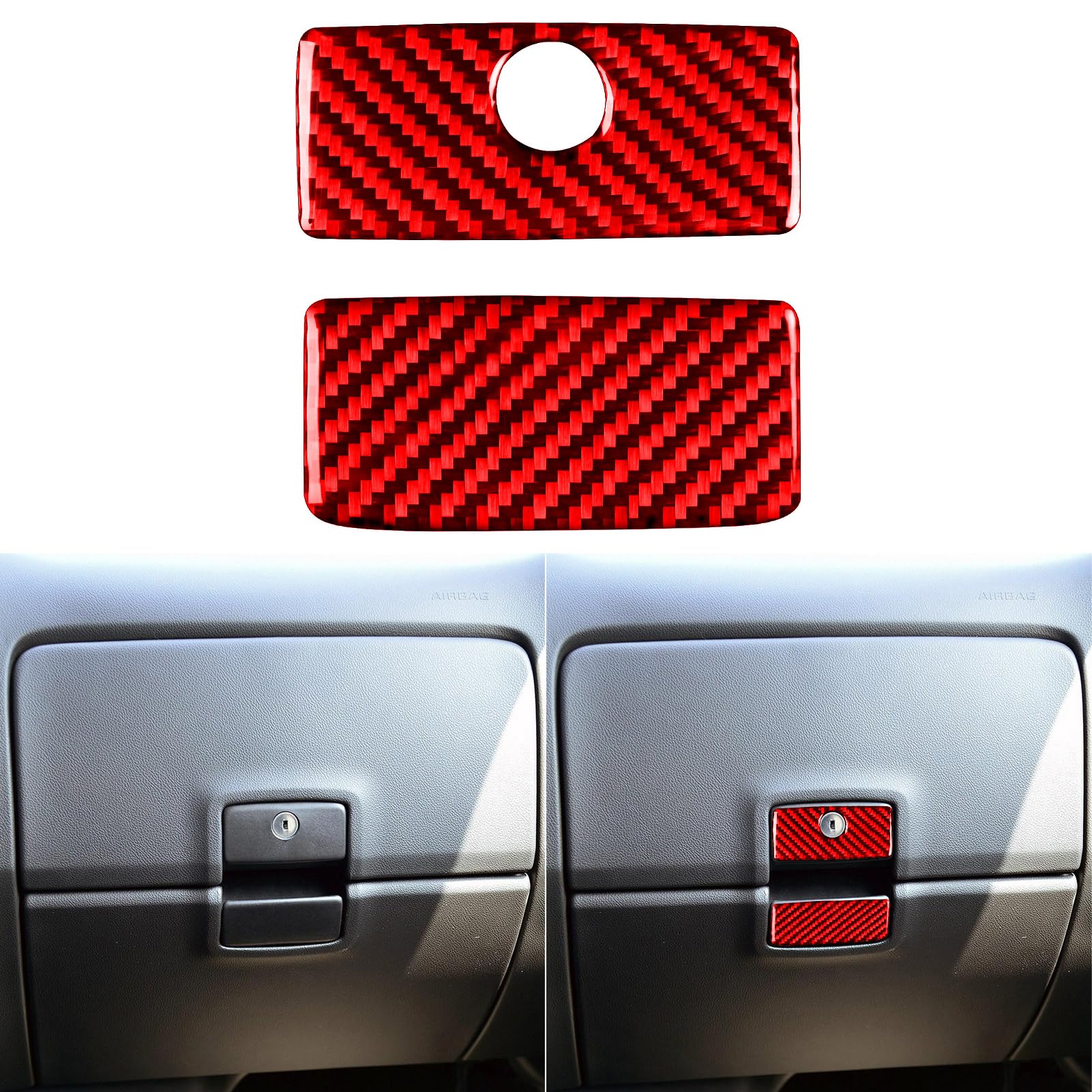 ​NVCNX Real Premium Carbon Fiber Car Dash Co-Pilot Glove Storage Box Handle Cover Interior Trim Compatible with Chevy Silverado/GMC Sierra 1500 2500HD