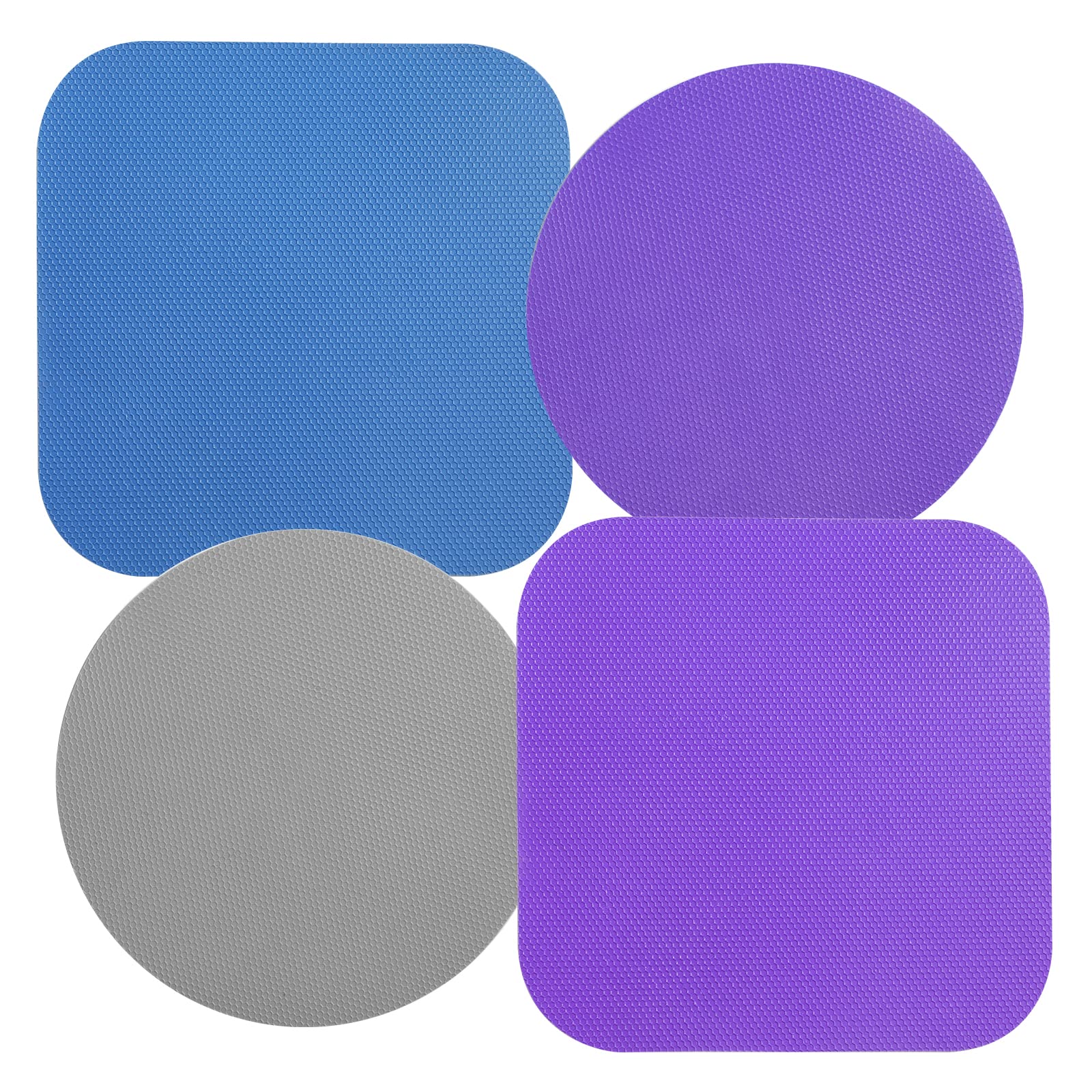 4pcs Rubber Jar Gripper Pads, Multifunctional Jar Opener Grippers Kitchen Coaster for Elderly Suffering from Children Women Weak Hands (Blue, Gray, Purple)