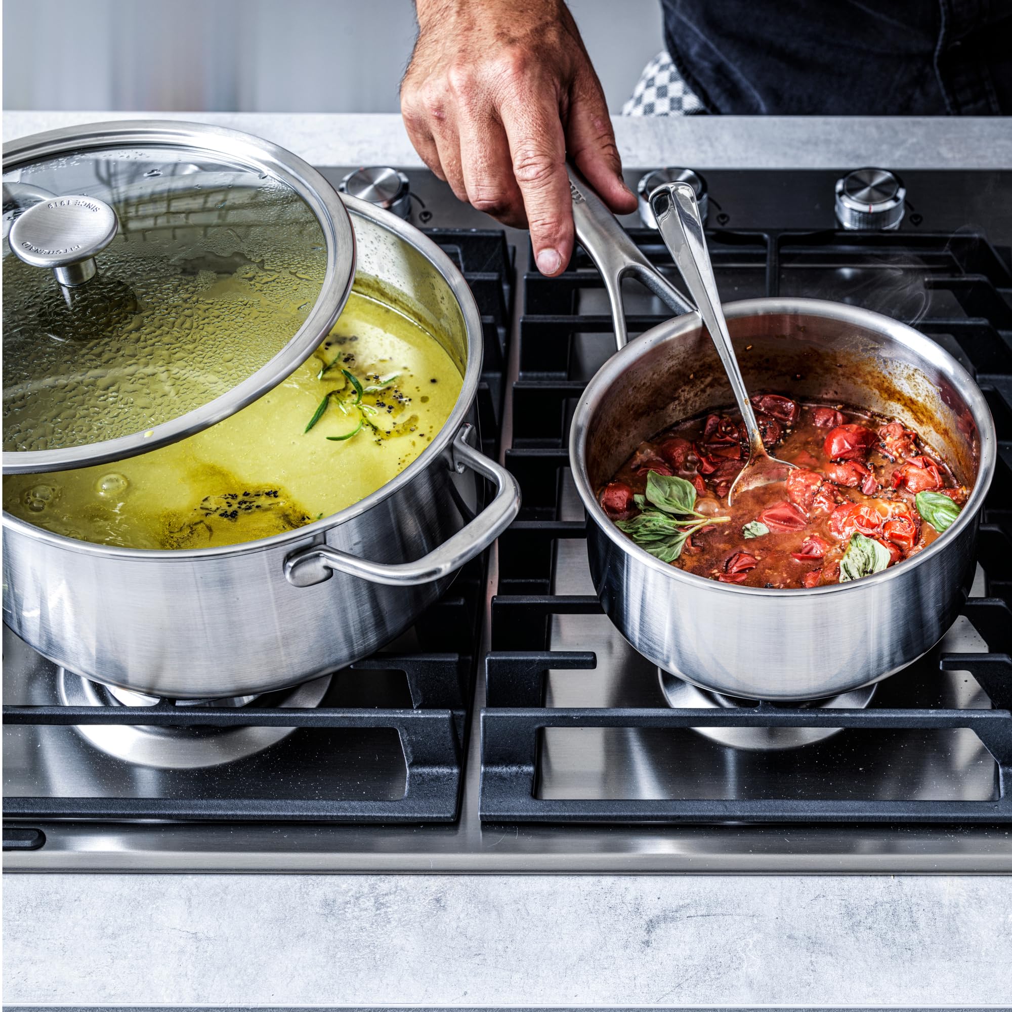KitchenAid MultiPly 3PLY Cocotte en Acier Inoxydable Sans PFAS avec Couvercle en Verre, 20 cm/3,11 L,Triply, Multiclad, Induction, Va au four jusqu'à 220°C, Lave-Vaisselle, Argent