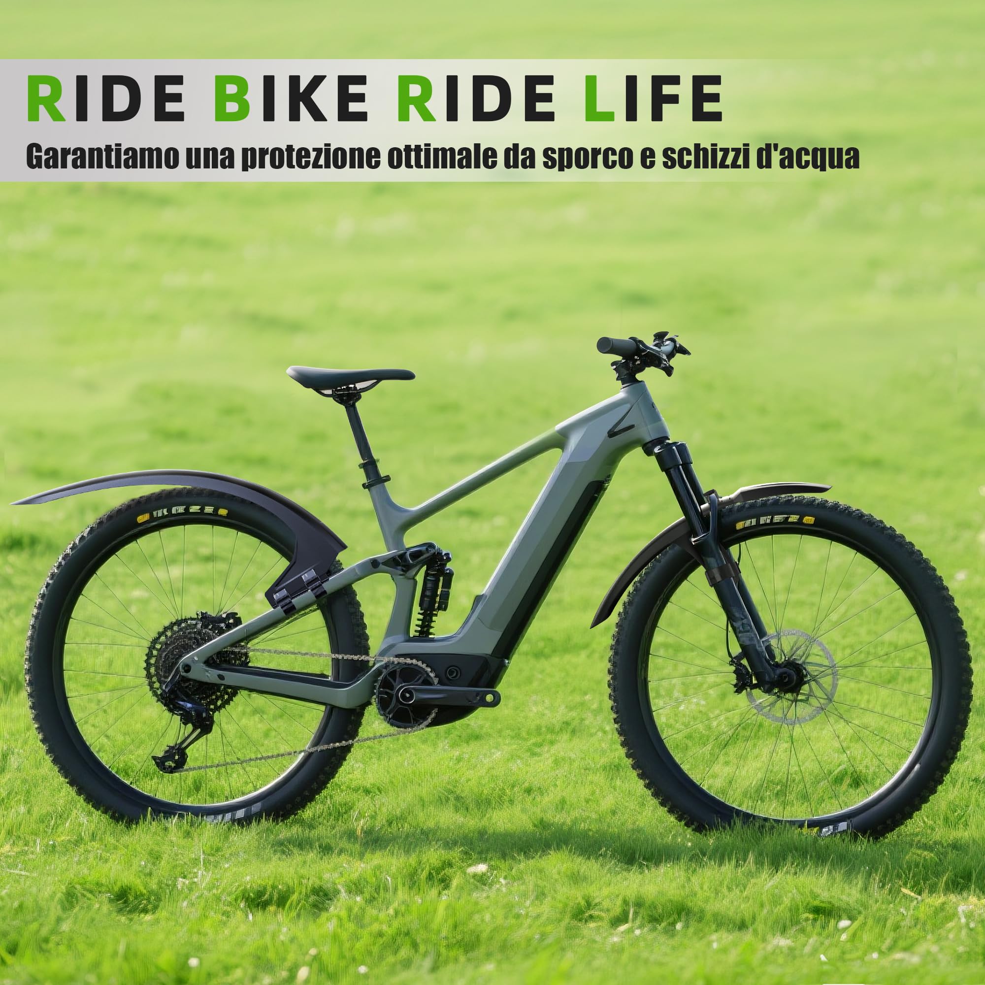 RBRL Set di parafanghi per bicicletta anteriore e posteriore – Parafanghi MTB compatibili con pneumatici da 27,5/29 pollici fino a 3,0" – robusto paraspruzzi contro fango, parafango, fango e acqua