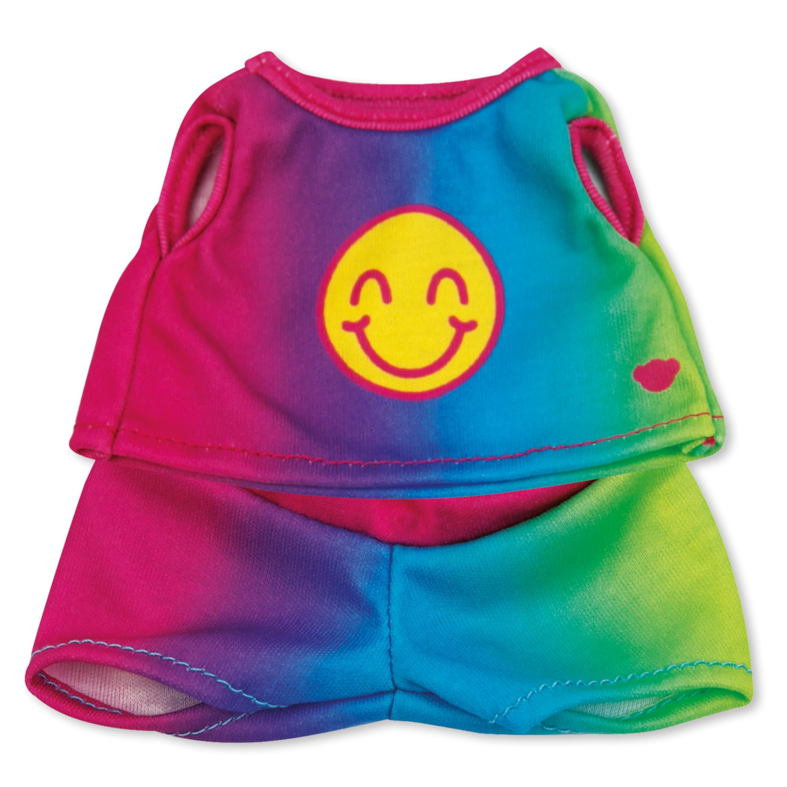 Casdon MINI Build-A-Bear Workshop Rainbow Smiley Toy Clothes Pack. 4 Mix-and-Match Toy Outfits Includes Pyjamas, Cute Hoodies
