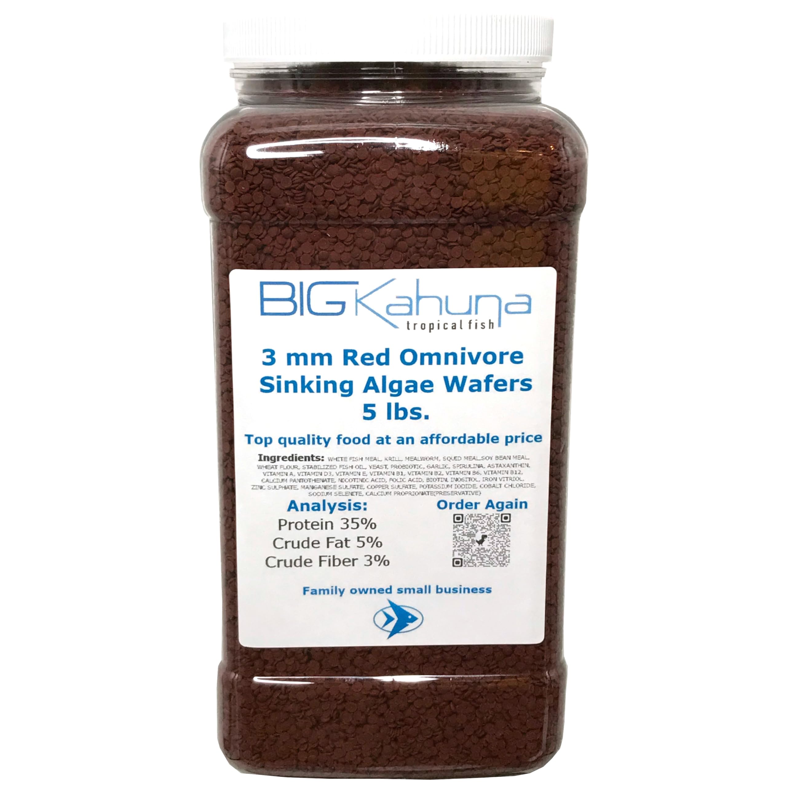 BIG KAHUNA TROPICAL FISH Premium Sinking Omnivore High Protein Algae Wafers Ideal for Plecos, Catfish, Shrimp, Snails, and Other Bottom Feeding Fish 5