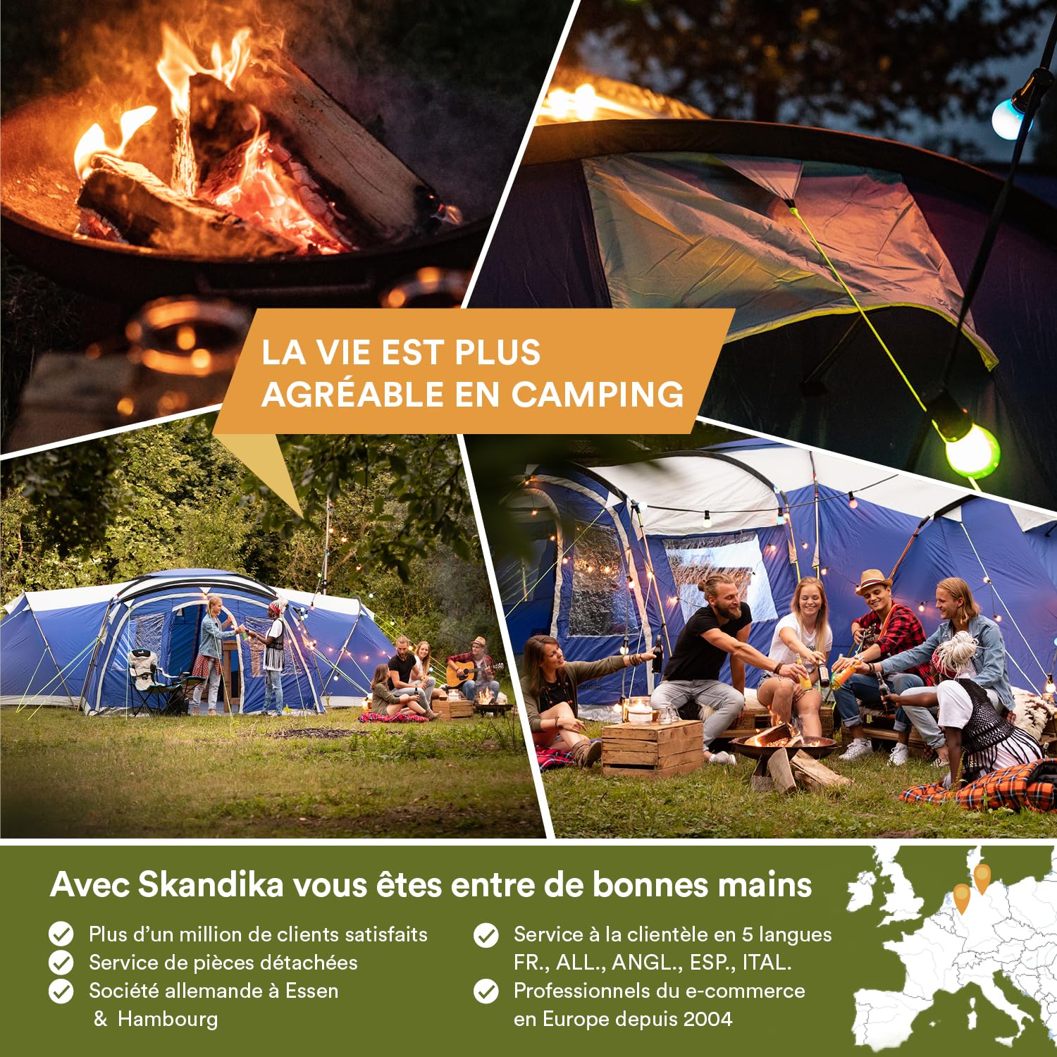 Skandika Nimbus 12 - Tente de camping familiale - 12 personnes - 630 x 760 cm