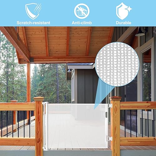 Miniatura 7 de Puerta de bebé de 80 pulgadas de ancho para escaleras que evita que los niños y mascotas atraviesen las puertas de seguridad retráctiles al aire