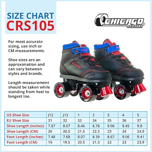 Miniatura 6 de Chicago Skates Sidewalk Roller Skates – Durable, Top Performance Indoor/Outdoor Use Skate Shoes for Girls & Boys, High-Top Boot Safety Youth Quad
