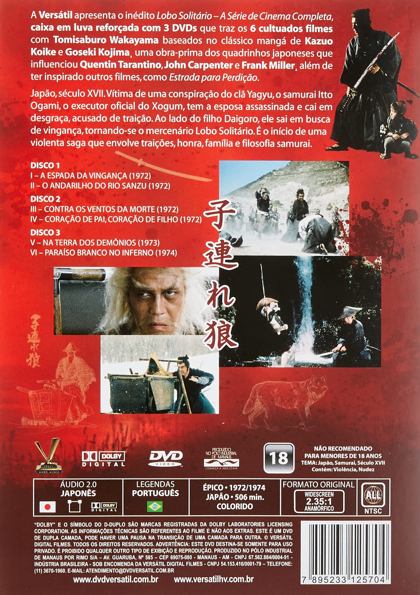 DVD Box Lobo Solitário [ Lone Wolf ] [3-Disc Set: Sword of Vengeance / Baby Cart at the River Styx / Baby Cart to Hades / Baby Cart in Peril / Baby Cart in the Land of Demons / White Heaven in Hell]