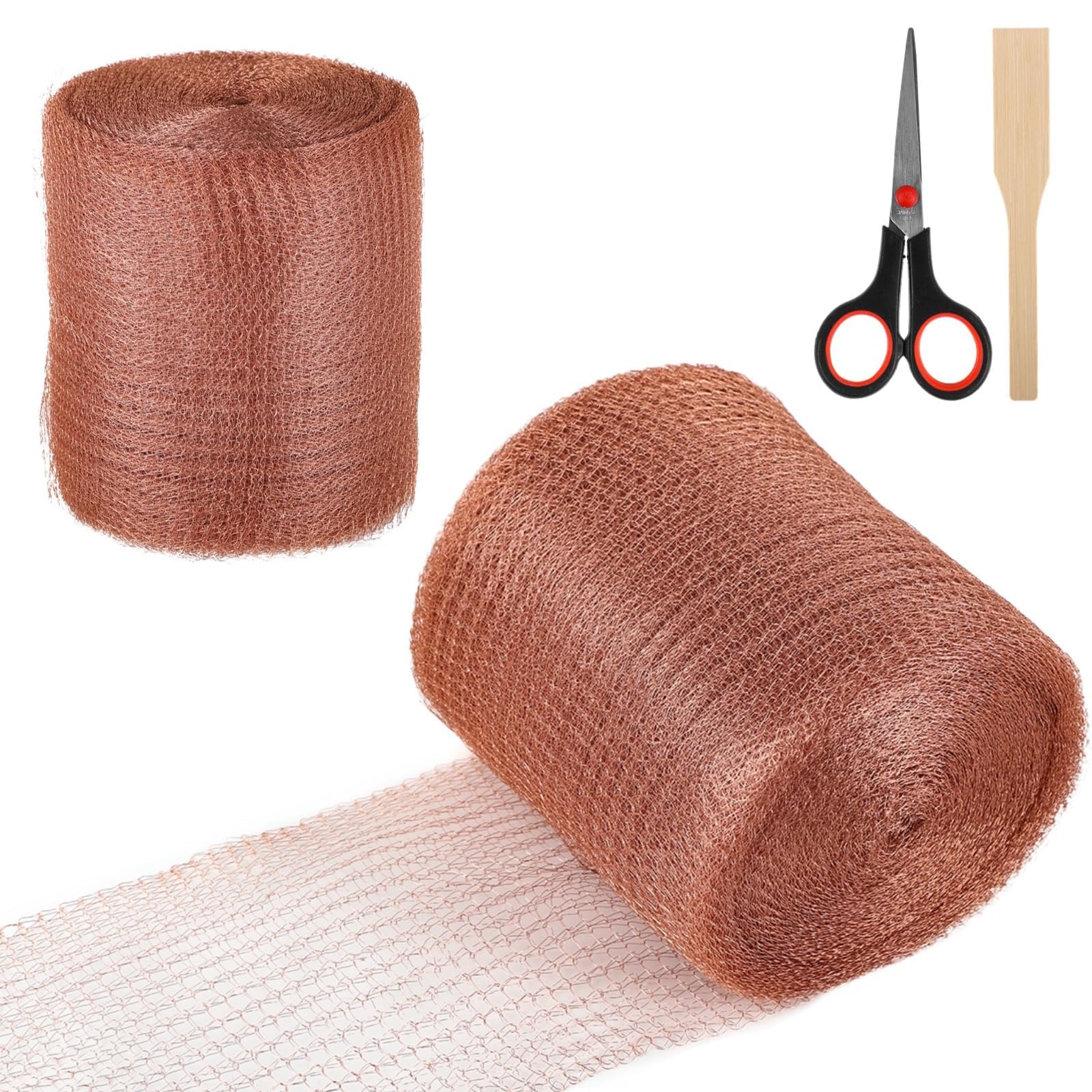 LUMINFLY Mouse-Proof Copper Mesh Roll, 5 in X 98 Ft with Scissors & Filler Tool, Double-Layer Wire Mesh for Pest Blockage at Home & Garden