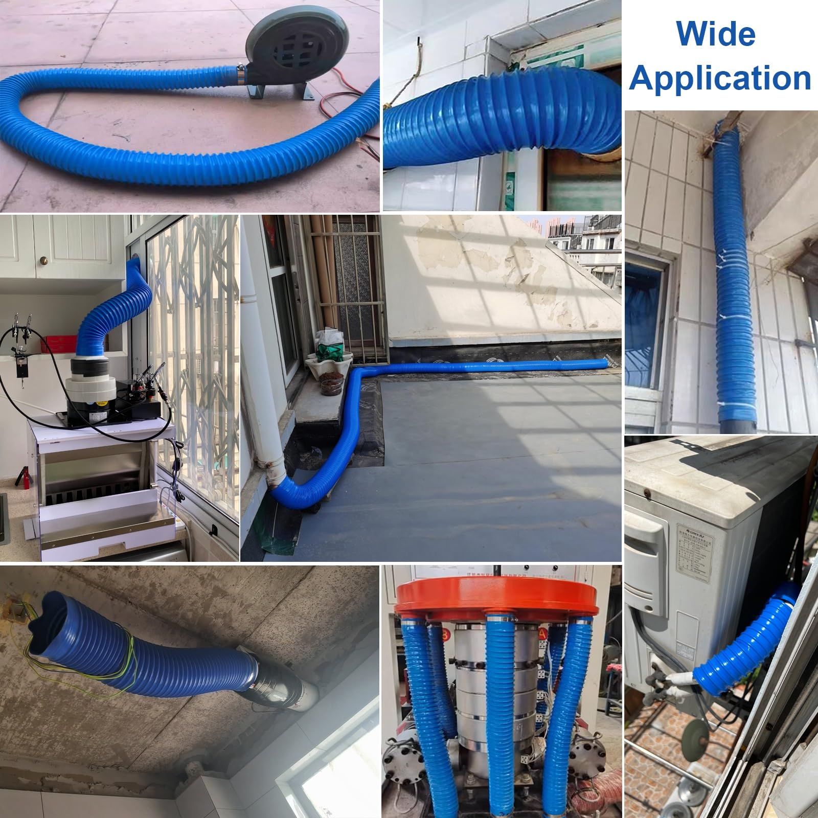 Tubo flessibile per la ventilazione, struttura in gomma PVC resistente, ideale per HVAC, asciugatrice, aspirapolvere e sistemi di drenaggio all'aperto