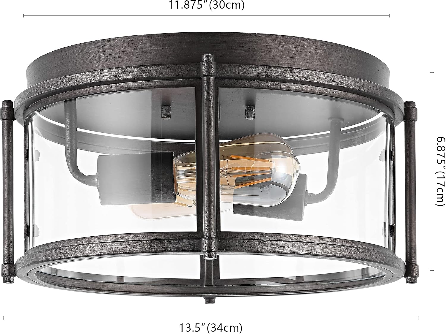 SAFAVIEH Lighting Collection Tiller Antique Silver Flush Mount (LED Bulbs Included)
