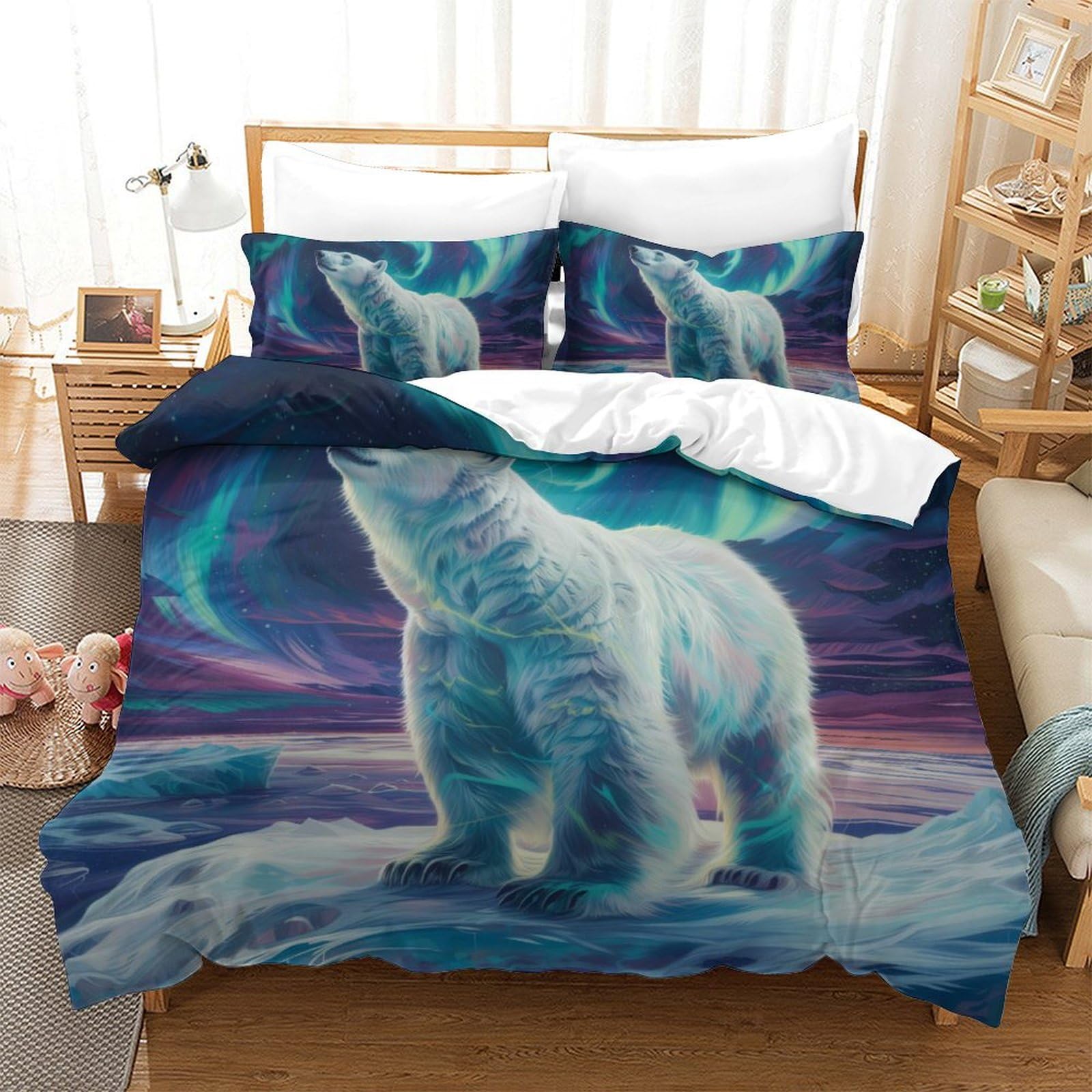 Housse de couette antibactérienne ours polaire pour stopper les allergies nocturnes
