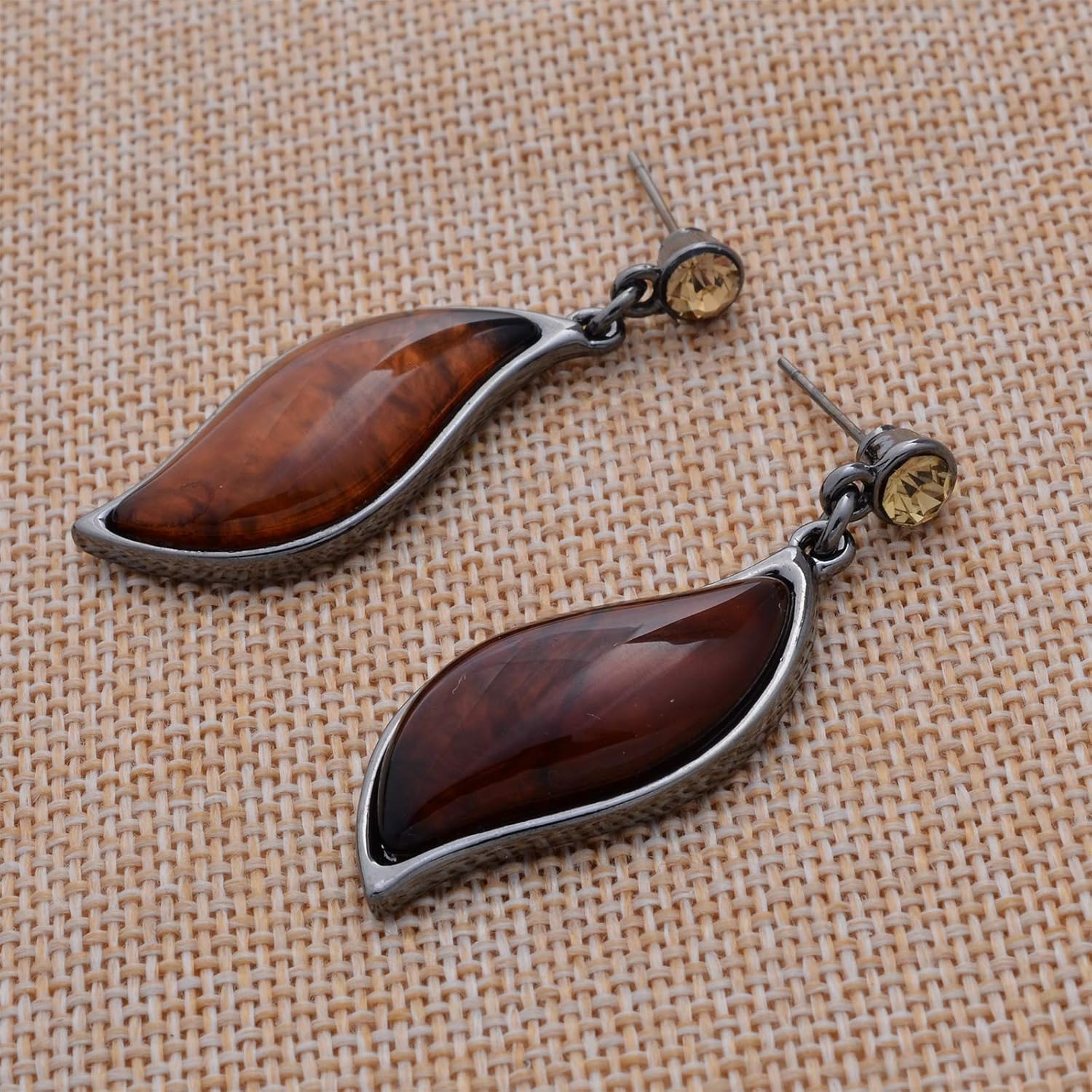 Retro Women's Crystal Floral Petal Leaf Chunky Statement Necklace and Earrings Set Party Jewelry - Image 5