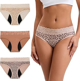 INNERSY Period Underwear Light/Medium Bleeding Menstruation Period Briefs Lace Pack of 3