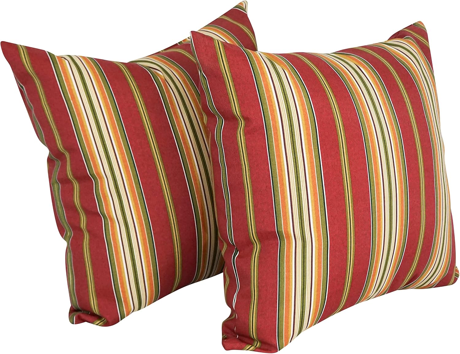 Blazing Needles Square Indoor/Outdoor Throw Pillow, 25", Kingsley Stripe Ruby 2 Count