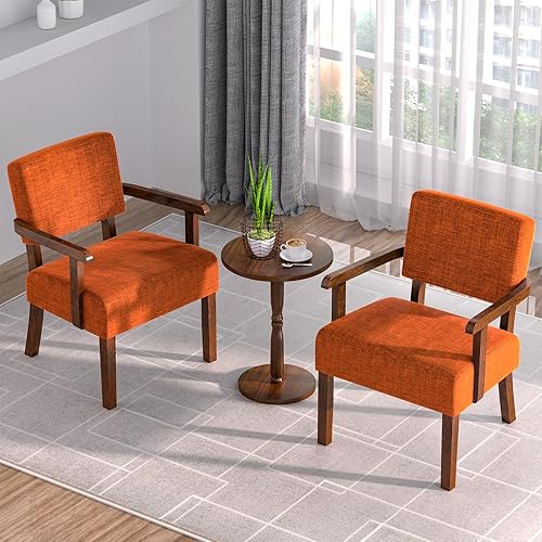 Miniatura 118 de Juego de 2 sillas decorativas con mesa, sillas de sala de estar con asiento suave y reposabrazos para sala de estar, dormitorio, sala de lectura,