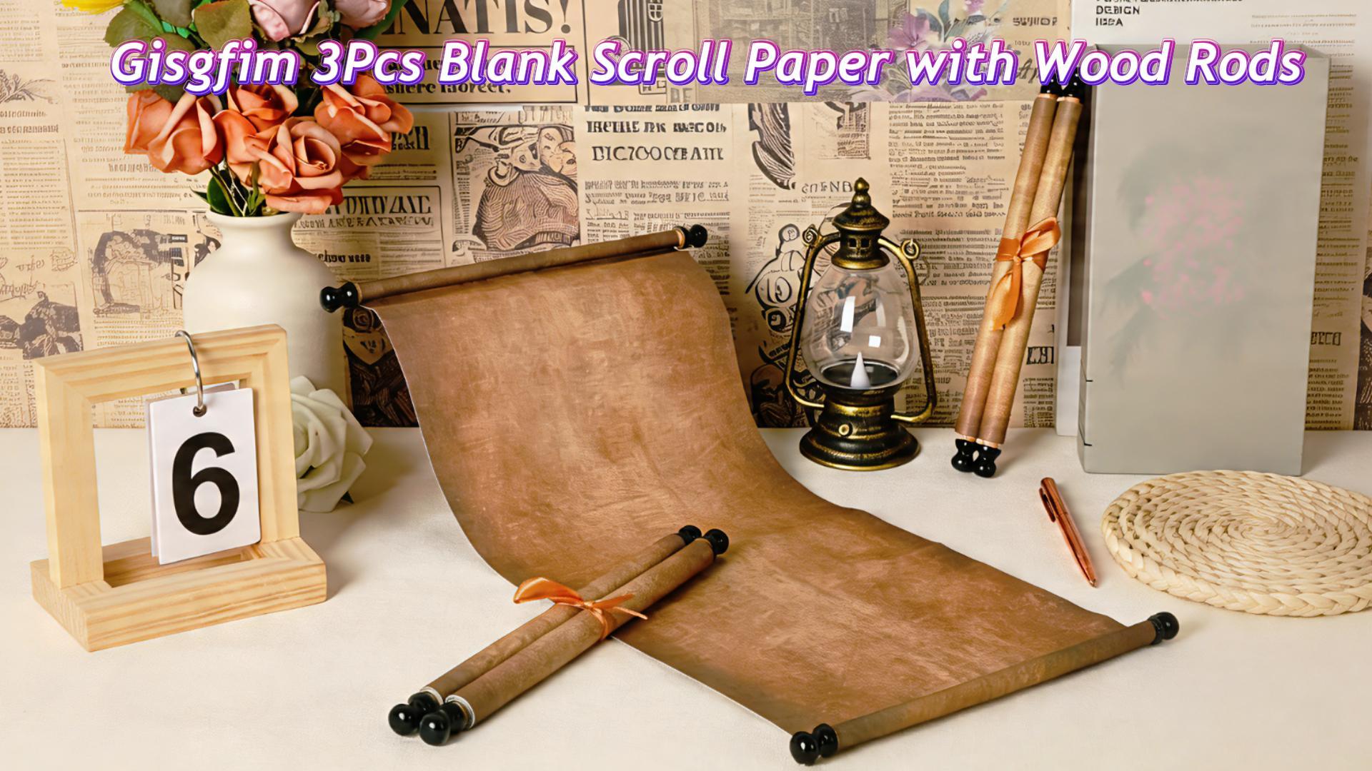 Amazon.com: 3Pcs Blank Scroll Paper with Wood Rods 7x15-3/4Inch
