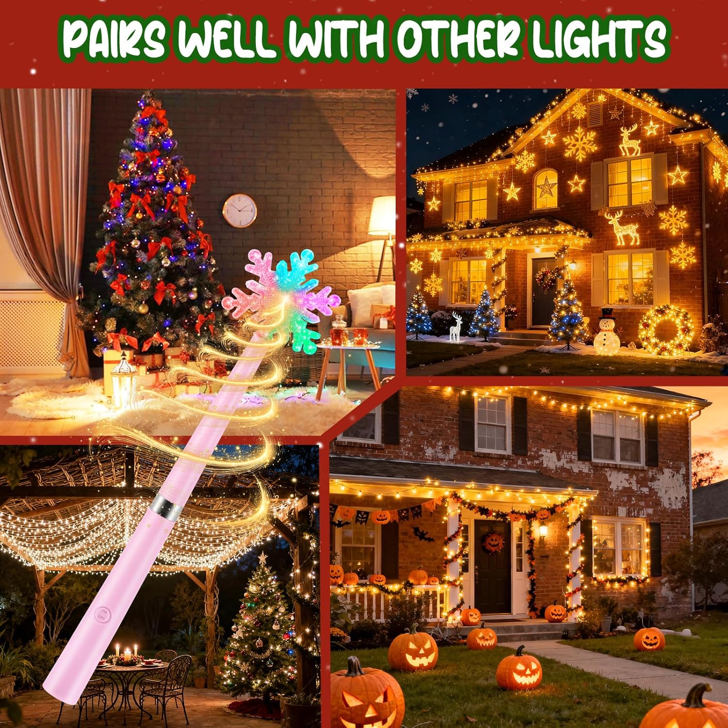 Wireless Remote Control Outlet, Magic Light Wand for Christmas Tree Lights and Home Decoration Lights, Remote Magic Wand Switch Kit with Music, Ideas for Kids/Friends/Family, Pink