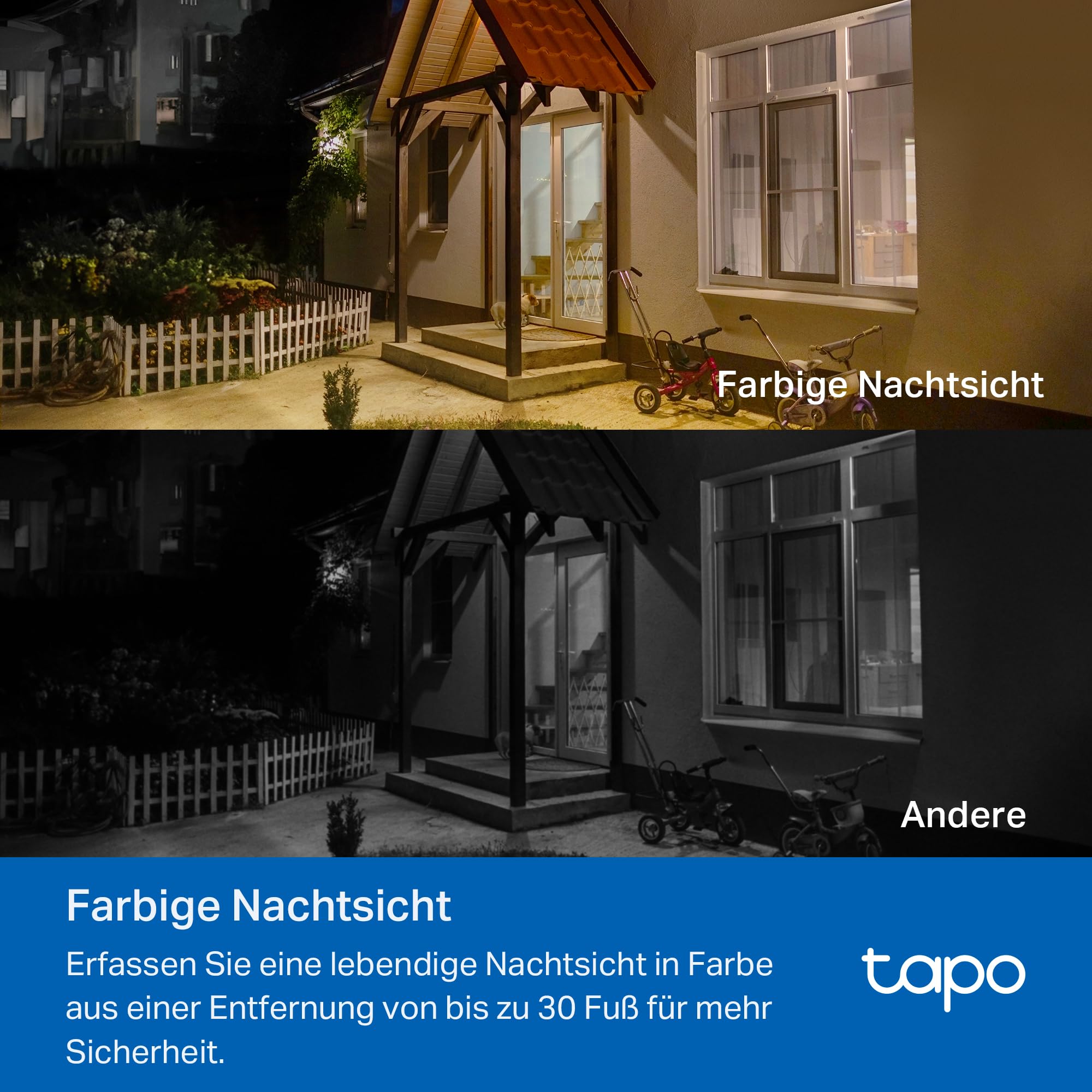 Tapo C410 KIT Solar Überwachungskamera Aussen Akku, 2K 3MP, Farbnachtsicht, MicroSD-Speicher, 6400-mAh Nicht entfernbarer Akku, Zwei-Wege-Audio, Personenerkennung, Alexa&Google Assistant, 2,4 GHz