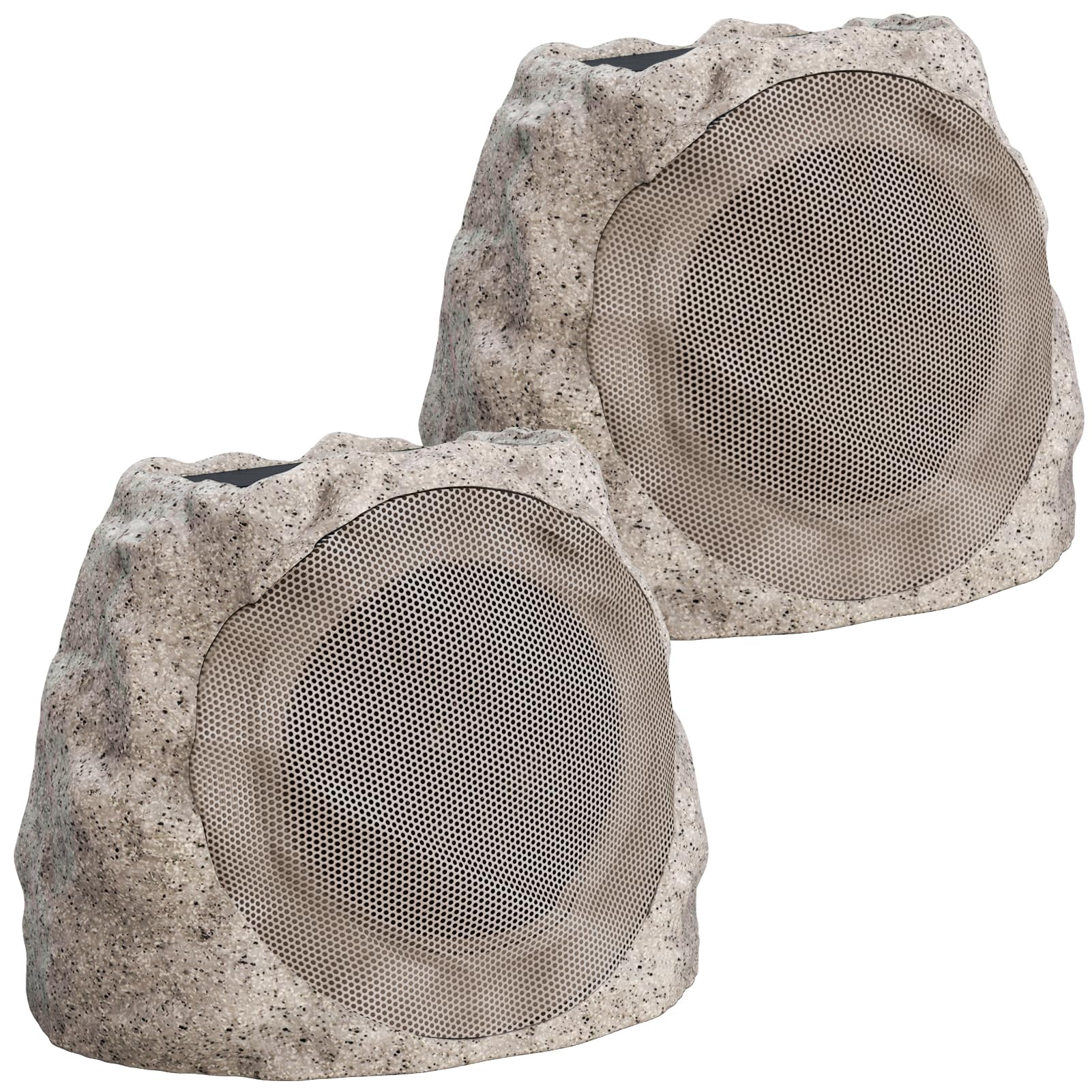 Outdoor Speakers With Lights Show Bluetooth Speakers Waterproof Patio TWS Connection Outdoor Bluetooth Speakers Wireless Solar Powered and Rechargeable Rock Speakers for Patio Pool 2Packs(Stone)