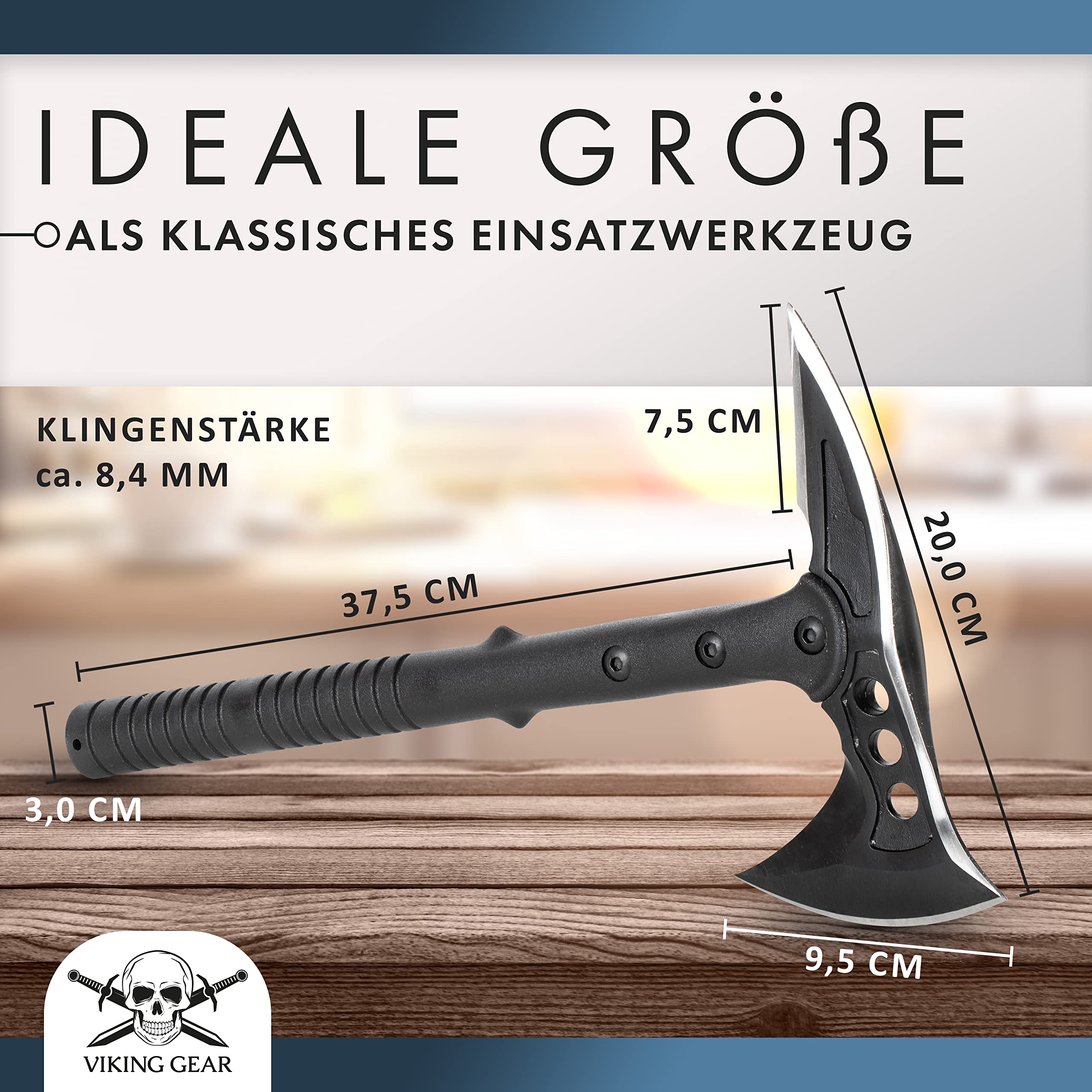 Viking Gear Axt Survival mit ergonomischen Griff perfekt als Camping Beil – Axt zum Holzspalten - Bushcraft für Outdoor Abenteuer Camping – Tactical Tomahawks Axe