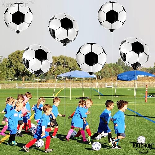 Miniatura 3 de KatchOn, Globos enormes de pelota de fútbol Paquete de 6 unidades de 18 pulgadas Decoraciones de fiesta de cumpleaños de fútbol Decoraciones