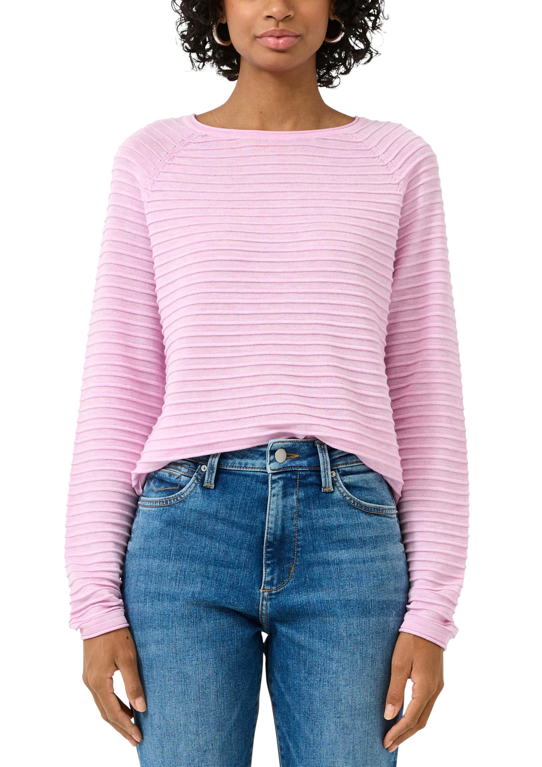 QS Strickpullover Strickpullover Damen, Gr. XS, light pink, hüftlang, Regular fit, Rundhals, Rollkante