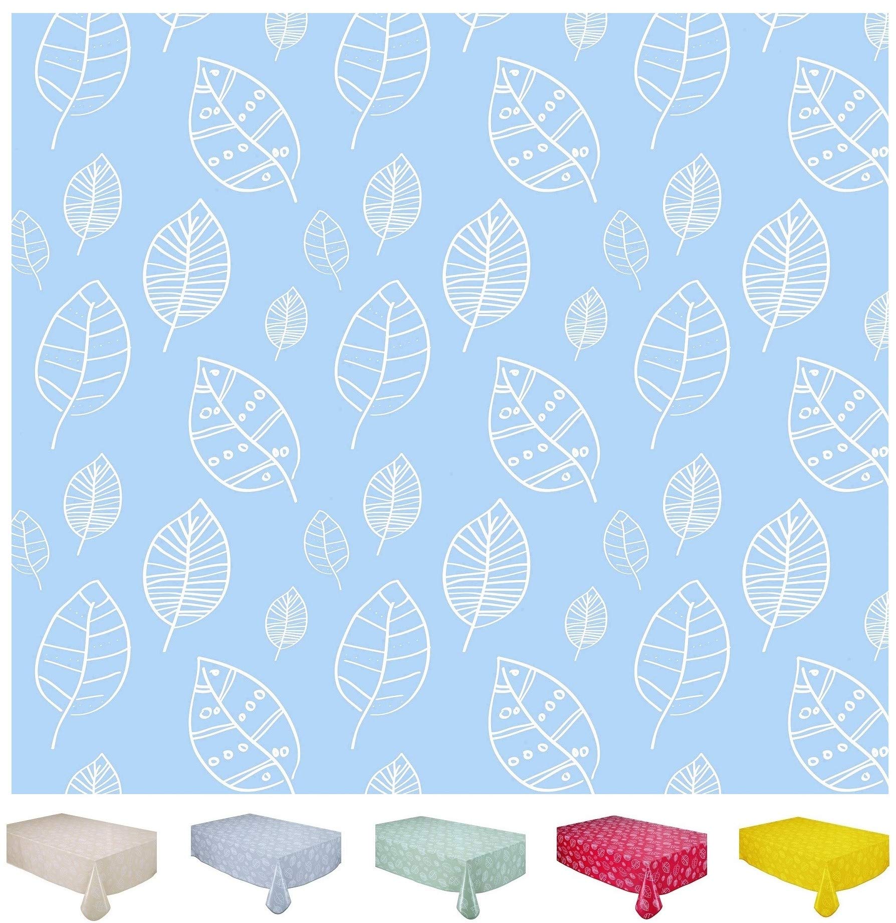Home Direct Baby Blue Rectangular Oilcloth Pvc Wipe Clean Tablecloth 140Cm X 180Cm 55X70 Leaves (140 X 180Cm, )