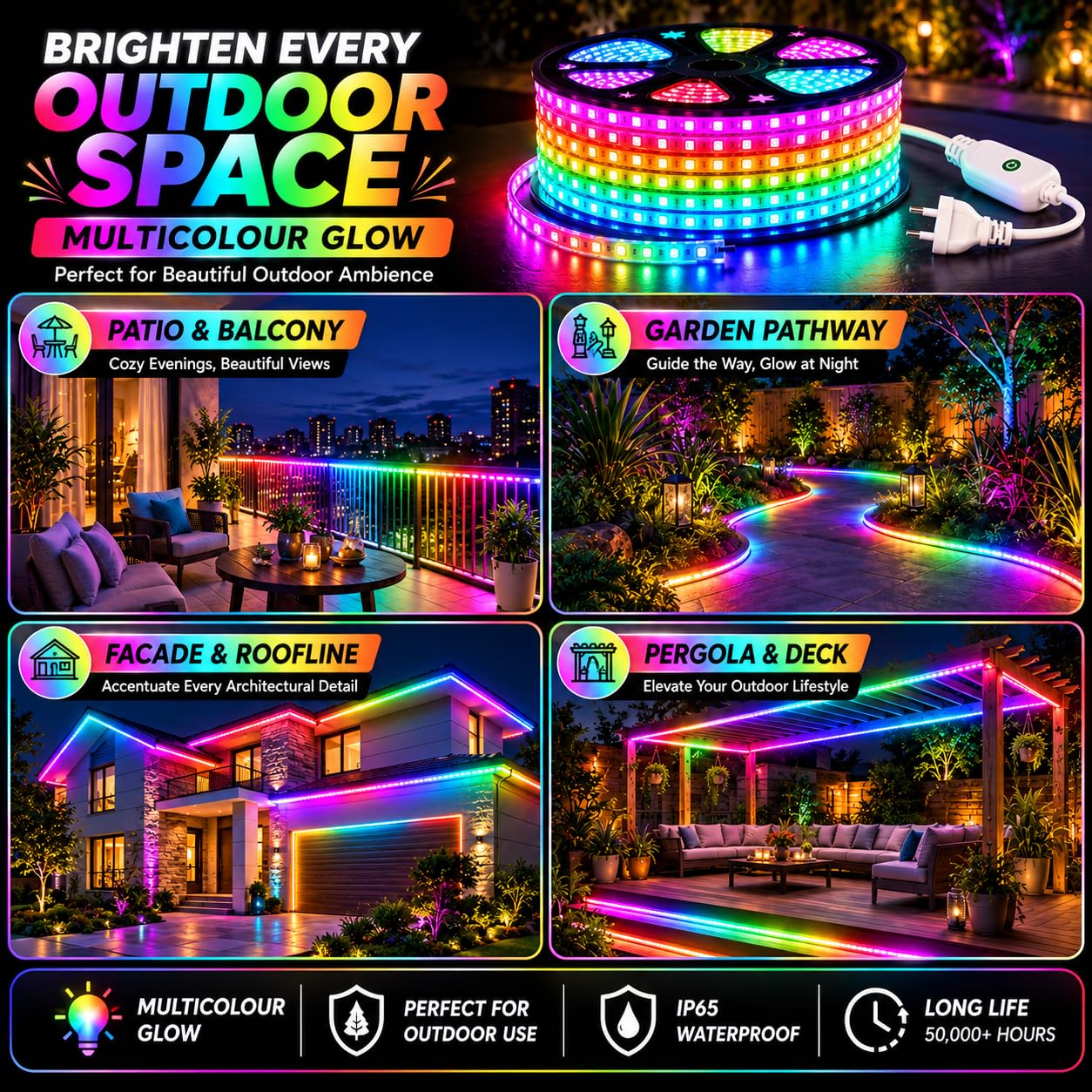 Gesto RGB LED Strip Lights - 15m Multicolor, 8 Modes -7