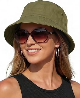 HONGTEYA Bucket Sun Hats for Woman Men Cotton Summer Beach Hat Golf Fishing | Great for Big Heads;packable boonie;summer beach travel vacation essentials