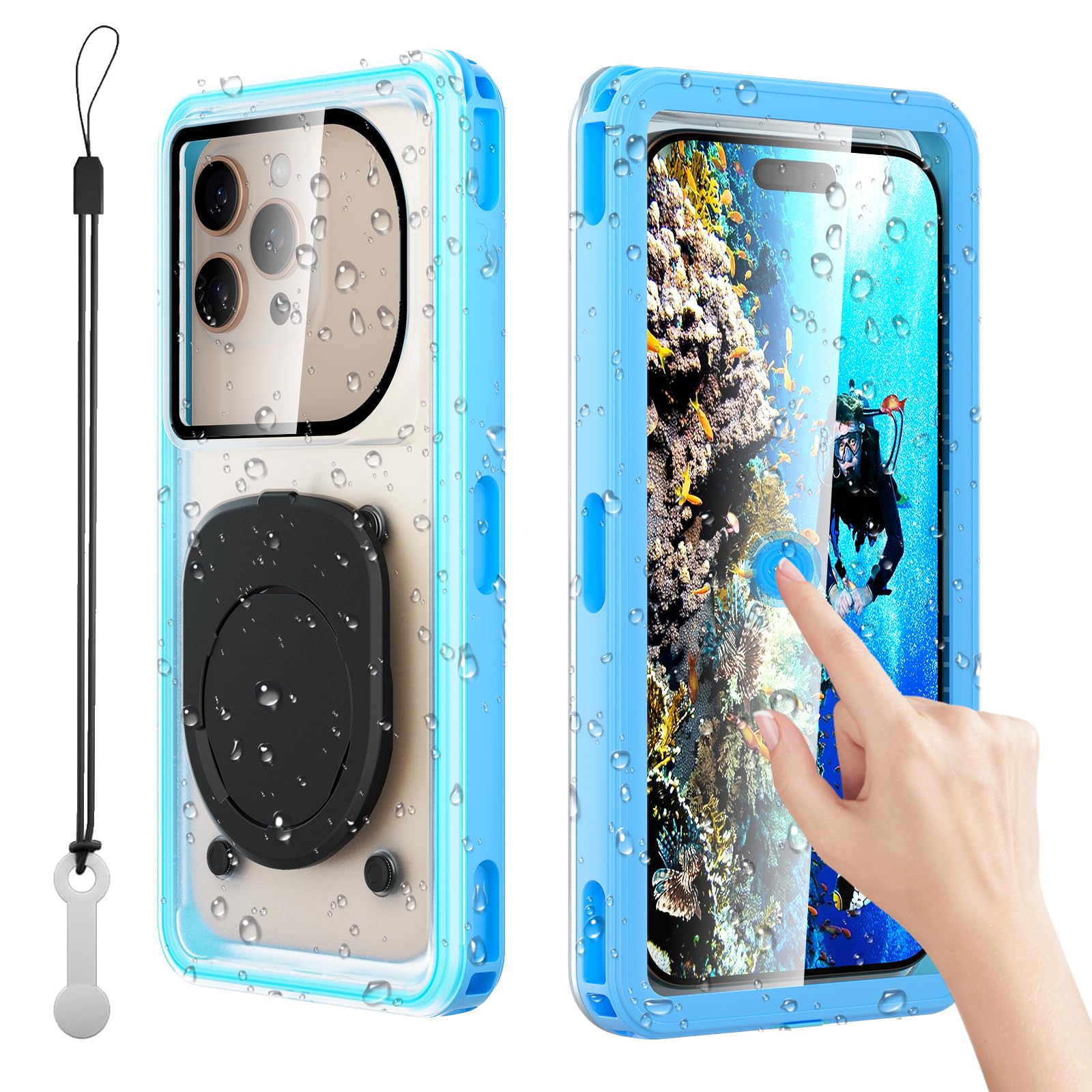 Kehuitry Waterproof Phone Case IPX8 for iPhone 17/16/15/14 Pro Max – Floating Dry Bag with Touchscreen, Lanyard Included, Underwater Photography,