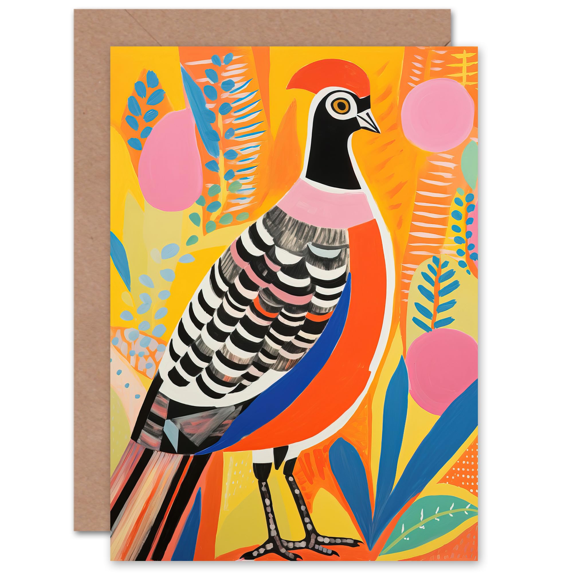 Artery8 Pleasant Pheasant Bright Bold for Wife Her Mum Sister Daughter Mom Gran Nan Birthday Thank You Congratulations Blank Art Greeting Card