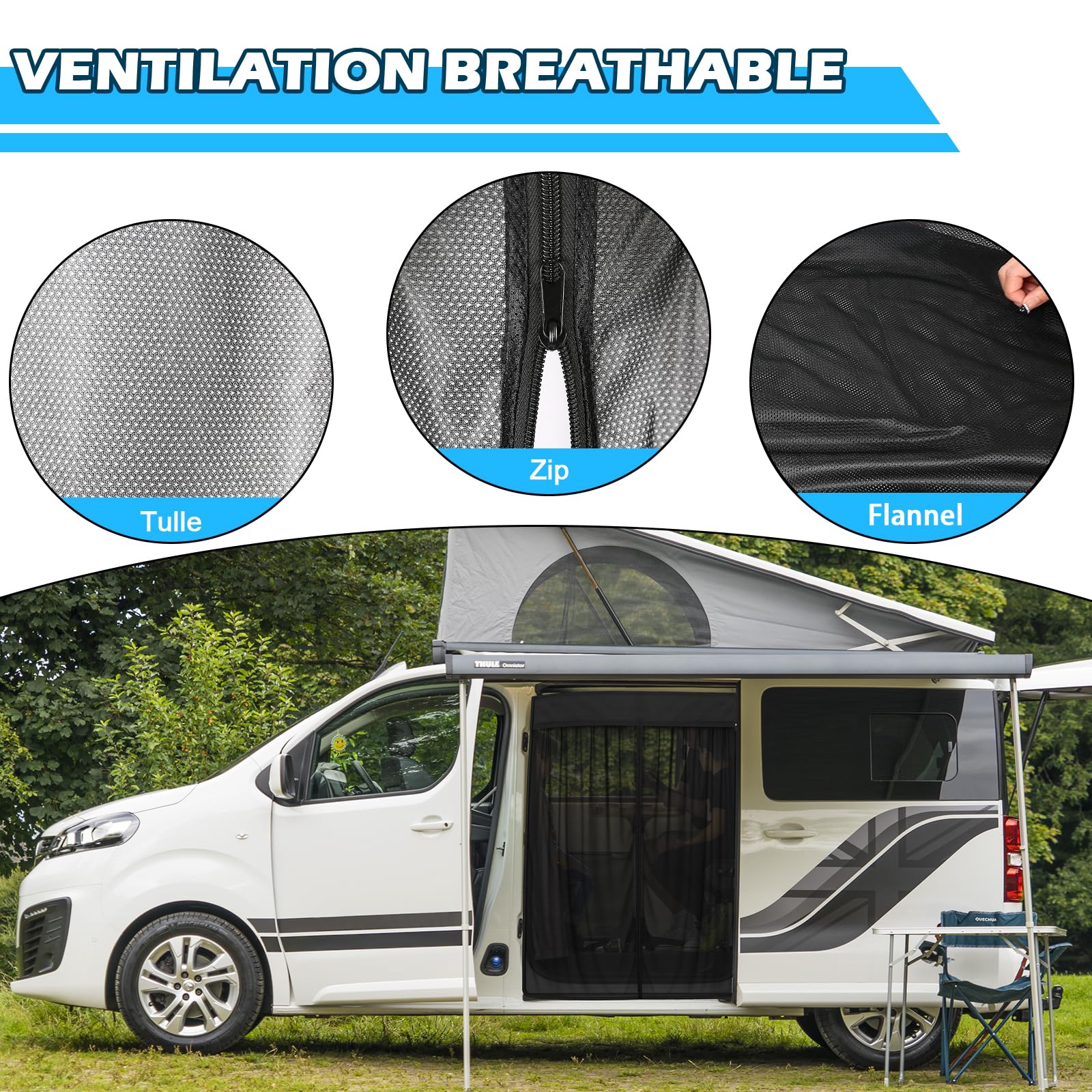 Zanzariera Auto Sostituzione per Opel Vivaro 2019-2025, Zanzariera Porta Laterale dell'auto, Rete per Insetti Magnetica a Strato Singolo per Campeggio