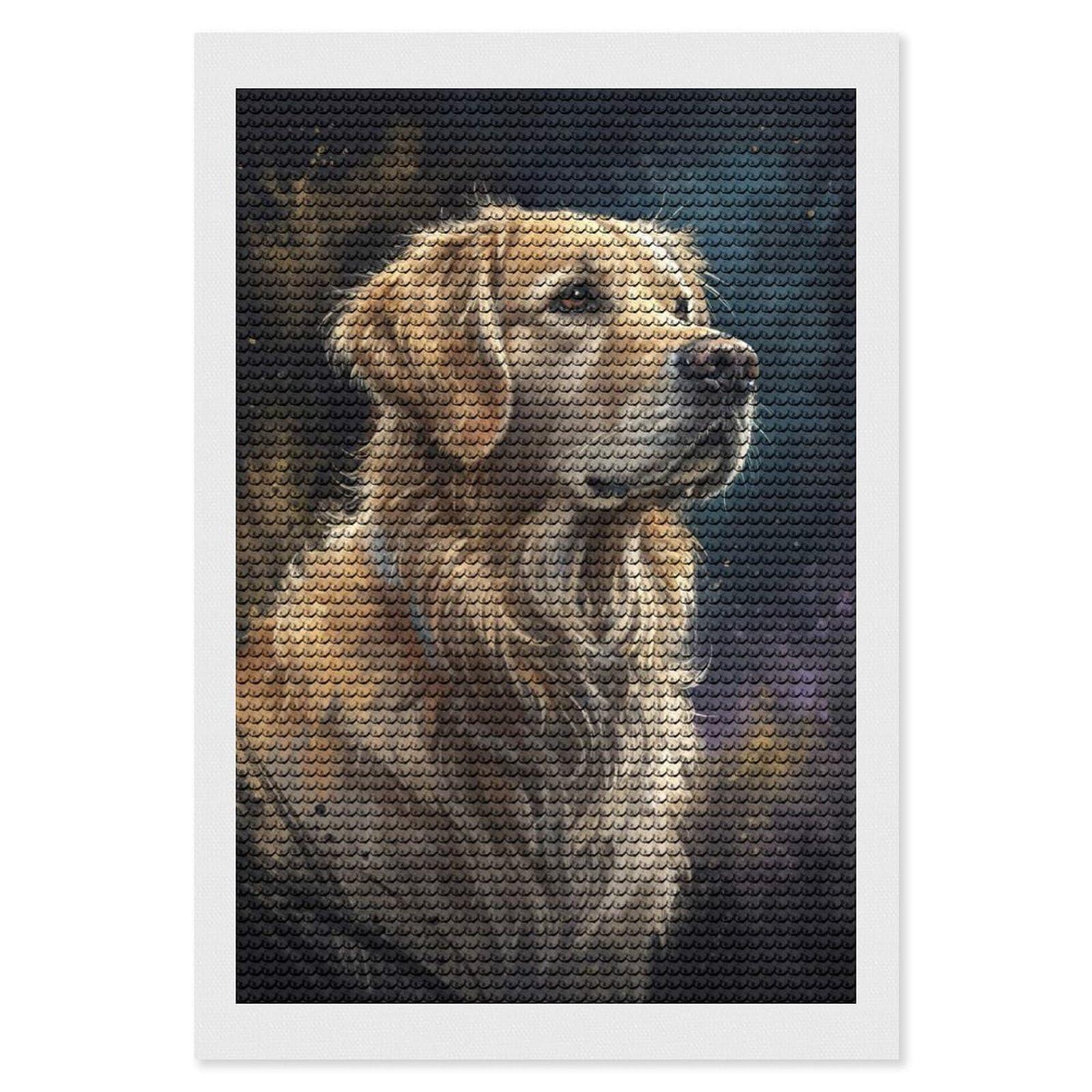 Junmoney Golden Retriever Portrait Diamond Art Kit 8"x12", Creative Leisure Activity, Complete Accessories, Vintage Style Decor, for Women