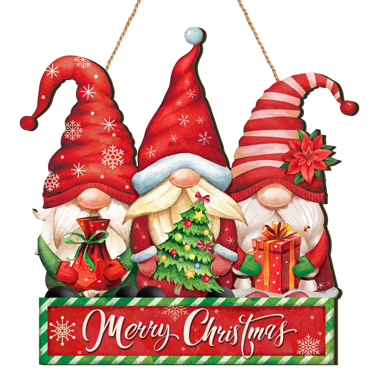 Huwena Christmas Wooden Door Sign Gnomes Hanging Sign Christmas winter Wooden Signs for Home Decor Rustic Farmhouse Door Sign for Outdoor Porch Home