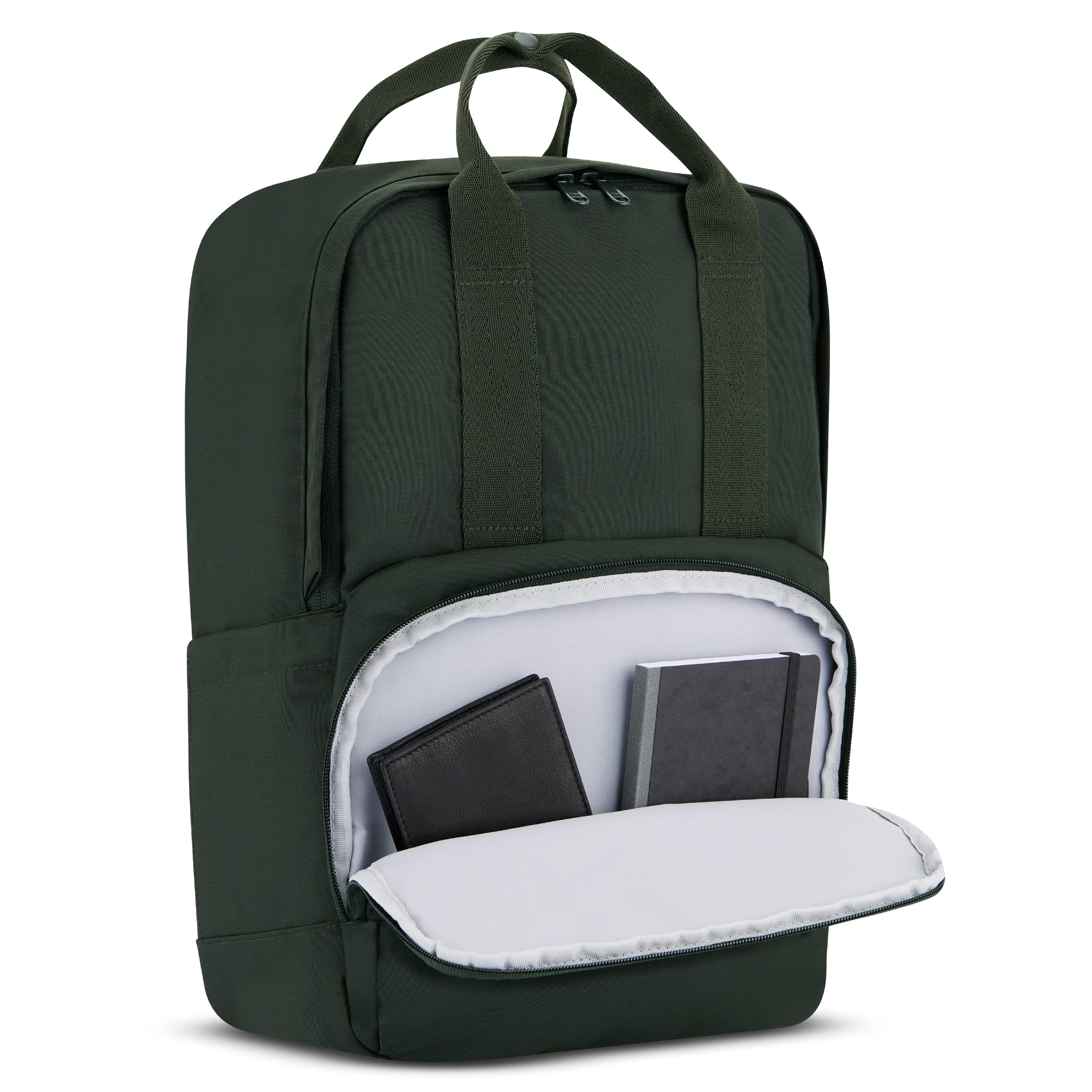 LARKSON Sac à Dos Femmes & Hommes Vert No 6 - Sac à Dos Moderne pour le Travail, l'Université & l'École - Compartiment pour Ordinateur Portable 16 Pouches - Imperméable