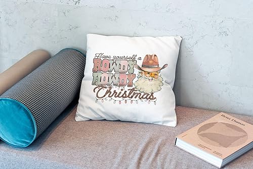 Miniatura 10 de OFlich Fundas de almohada de Navidad occidental de 18 x 18 pulgadas, almohadas de Navidad de vaquero occidental, fundas de almohada de Navidad