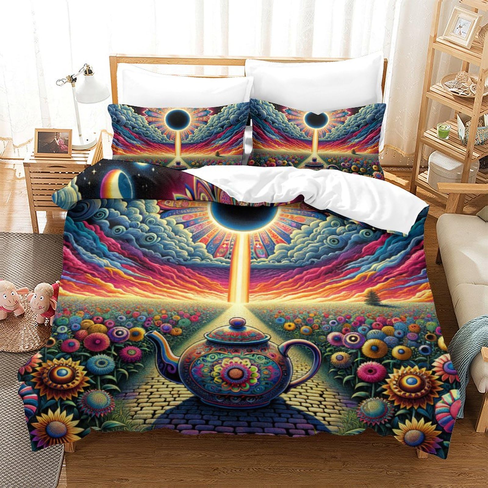 Parure de lit king 3D imprimé théière douceur absolue