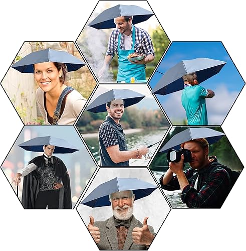 Miniatura 4 de Mifashion Sombreros de paraguas de pesca, sombreros de paraguas plegable para jardinería, gorra de lluvia ajustable, multifuncional, para