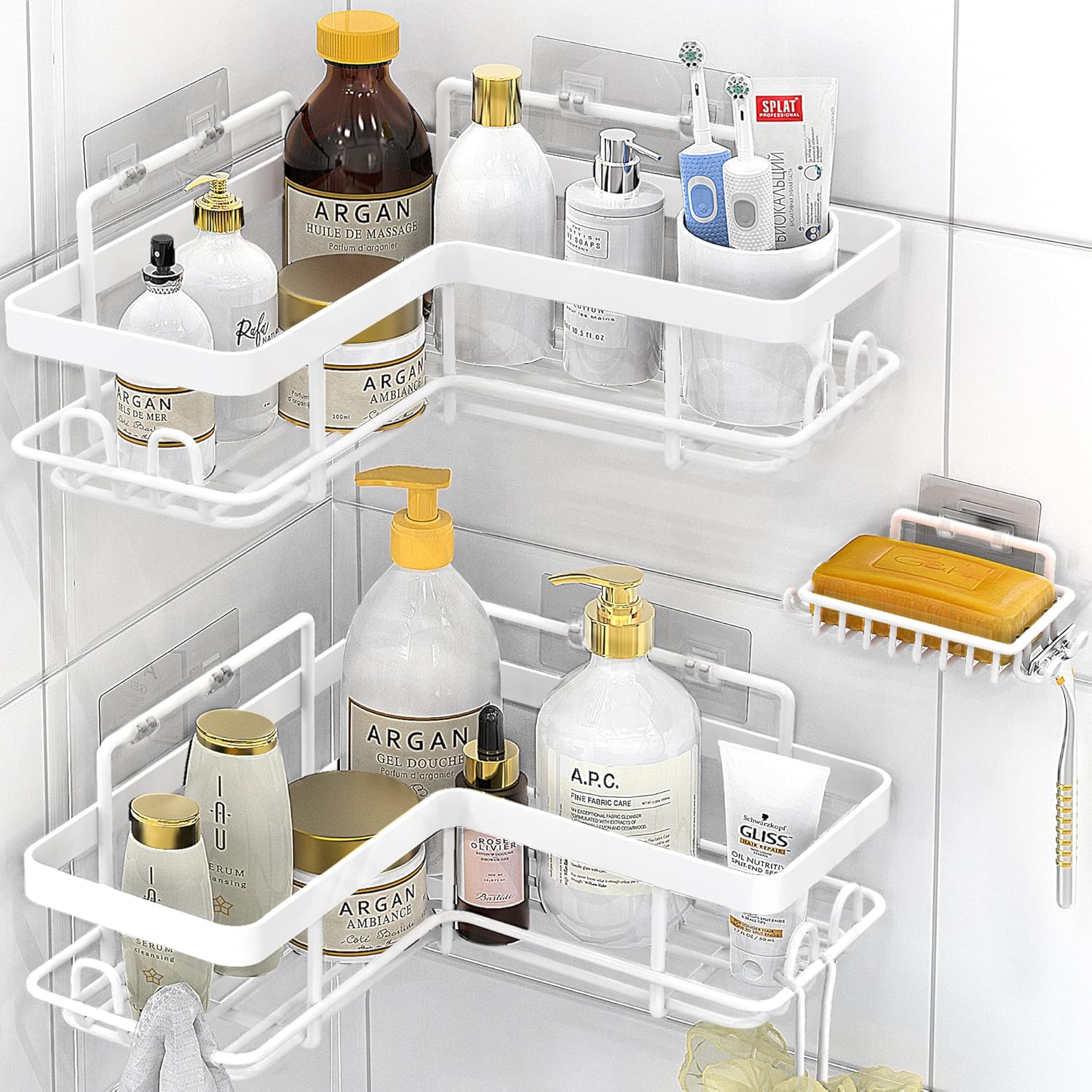 Moforoco Corner Shower Caddy, 3 Pack Shower Organizer Shelf