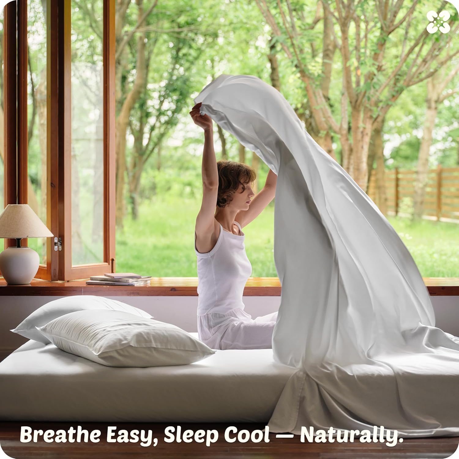 Bedsure Bamboo Rayon Cotton Sheets, Queen Sheet Set, Cooling, GentleSoft, Breathable, Deep Pocket Up to 18 Inches, Hotel Luxury Bedding for Hot Sleepers, White - Image 7