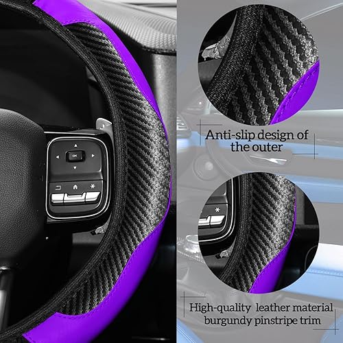 Miniatura 4 de Juego de 30 piezas de accesorios de automóvil de piel sintética para volante, protector antideslizante para volante, tiras de ventilación de